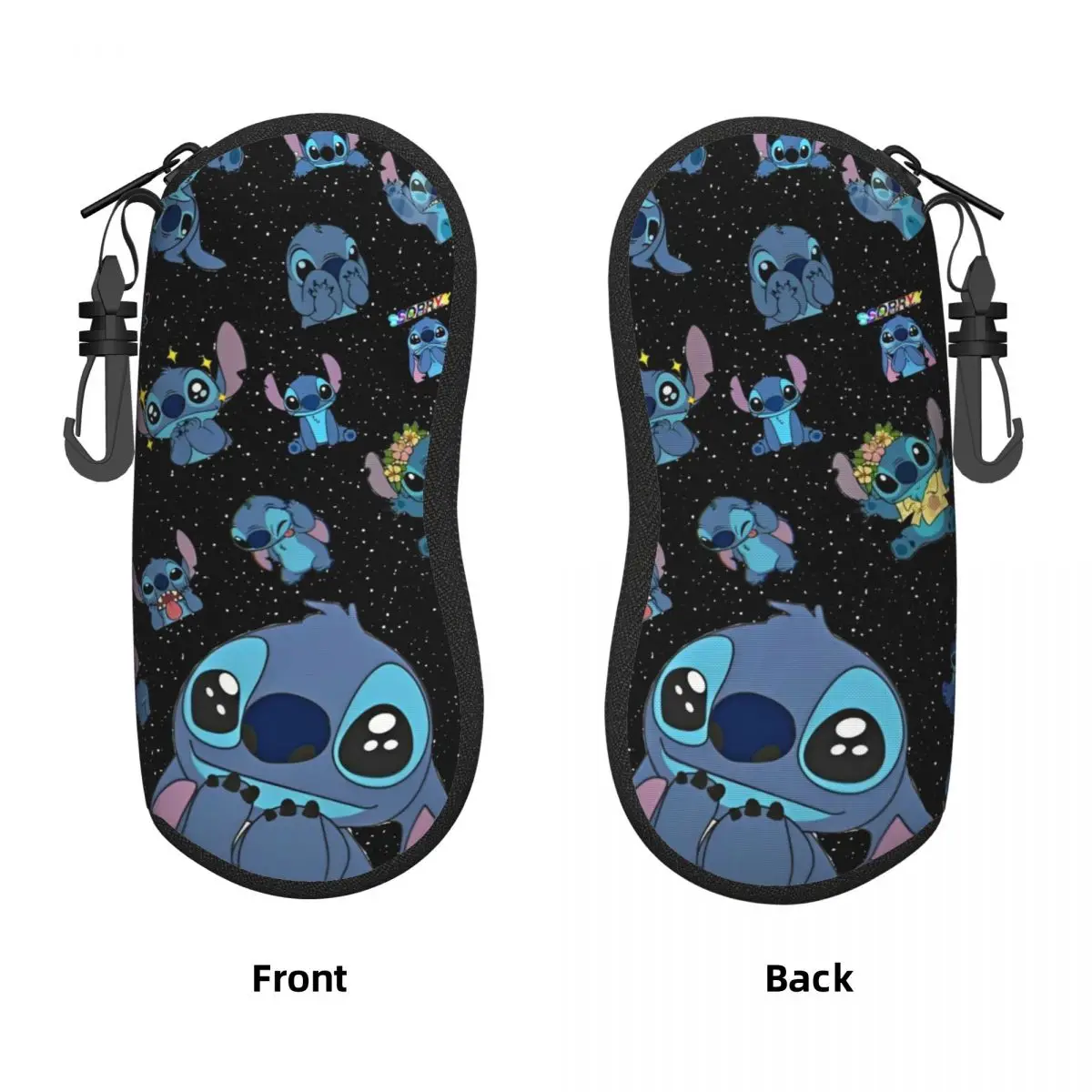 Cute Cartoon Stitch Glasses Case Cover Blue Comic Sunglasses Pouch Convenient Eyewear Storage Zipper Unisex Eyeglass Cases Cover