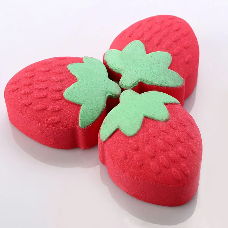 Strawberry Bomb Bubble Bath Balls Natural Mini Handmade Bath Salt Ball Oil Control Exfoliating Moisturizing Dry Skin