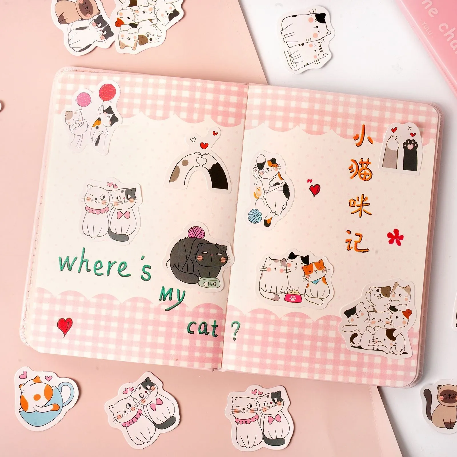 46 Pcs Kawaii Cat Mini Size Sticker DIY  Decoration Cute Sticker For Scrapbooking Journaling Diary Album
