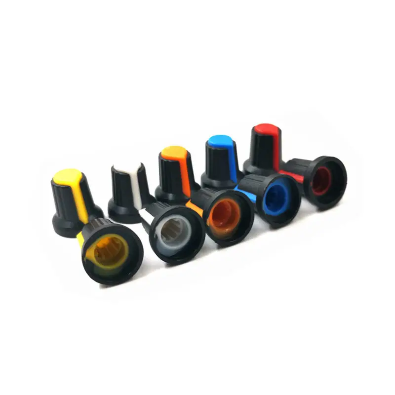 30 قطعة/الوحدة WH148 الجهد المقابض 15X17 مللي متر 6 مللي متر الجهد المقابض البلاستيكية غطاء 5 ألوان أصفر برتقالي أزرق أبيض أحمر كل 6 قطعة