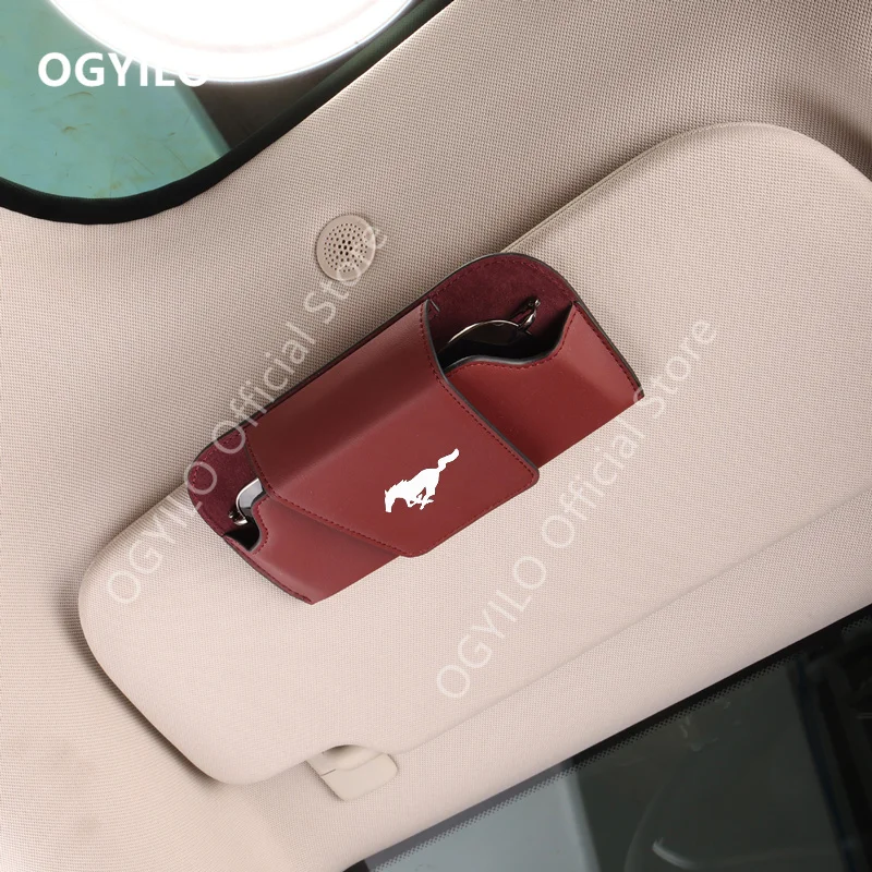 For Ford Mustang Car Sunglasses Case Glasses Holder Clip Card Ticket Holder Universal Multi-Function Accessories Storag