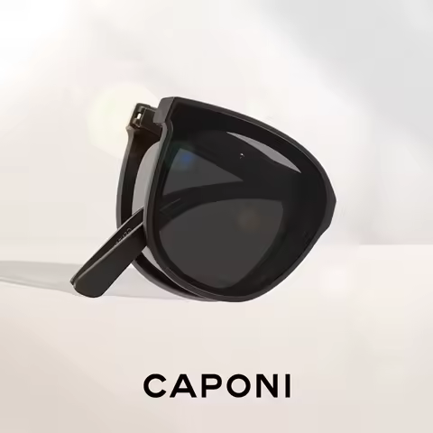 CAPONI Foldable Sunglasses For Women Light Weight Polarized Sun Glasses UV Protection Black Shades With Round Box Gift CP22008
