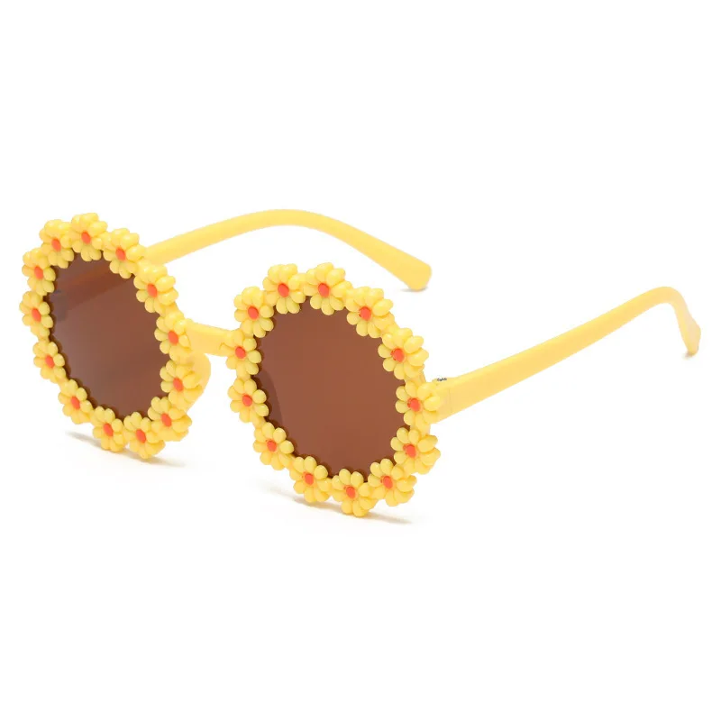 Round Vintage Kids Sunglasses Girls/Boys Vintage Eyewear Luxury Brand Kids Sunglasses Cute Sunglasses Cute Little Flower Daisy