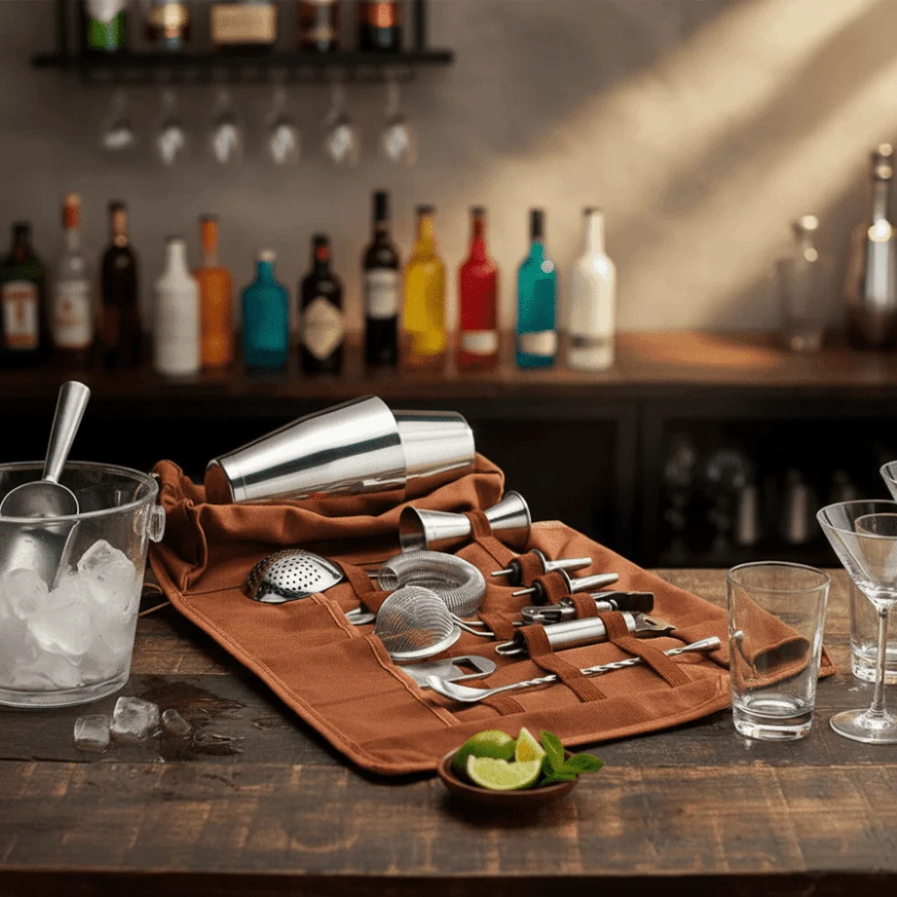 

Высококачественный профессиональный набор для бармена, блендер, дорожная сумка, подарочный набор для бармена, 25 предметов, портативная сумка для хранения, подготовка виски