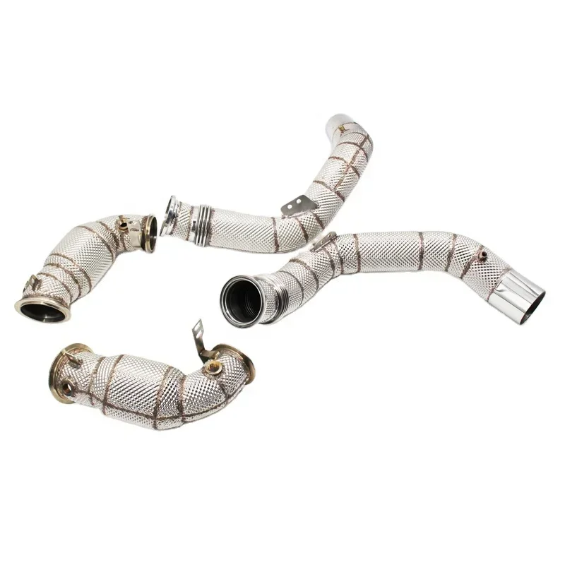 

Section High flow Pipes branch downpipe Exhaust Pipe with For X5/X5M/X6M X7 4.4TT