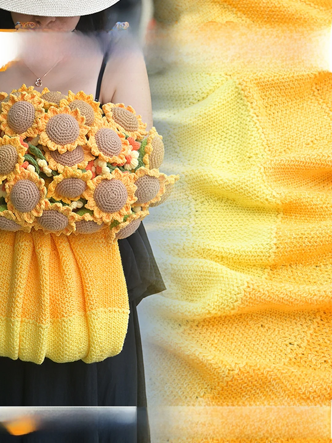 

Вязаное вручную одеяло-букет с градиентным узором, готовое изделие из пряжи, плед для дивана, подарок ко Дню учителя, повседневное постельное белье, другие материалы