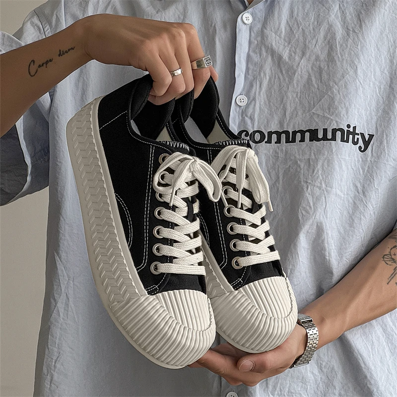 

2025New Comfortable Casual Spring Shell Toe Height Increasing Vulcanized Canvas Shoes High-Quality Men's Sneakers