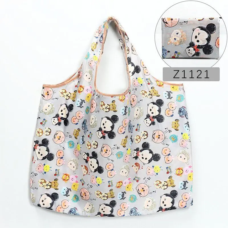 Disney Folding Portable Shopping Bag Cute Mickey Snoopy Waterproof Large Capacity Printed Fashion Eco-Friendly Tote Bag