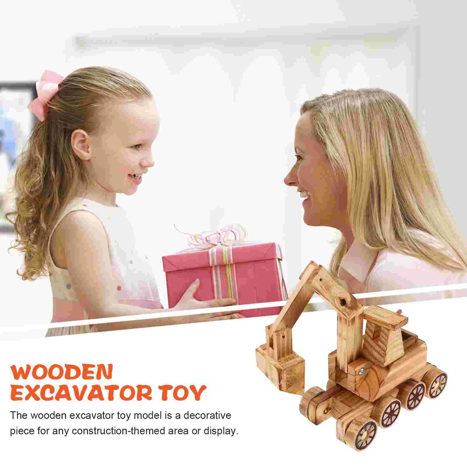 Girl Toys Wooden Excavator Small Engineering Vehicle Car Khaki Model Girls Cartoon Child