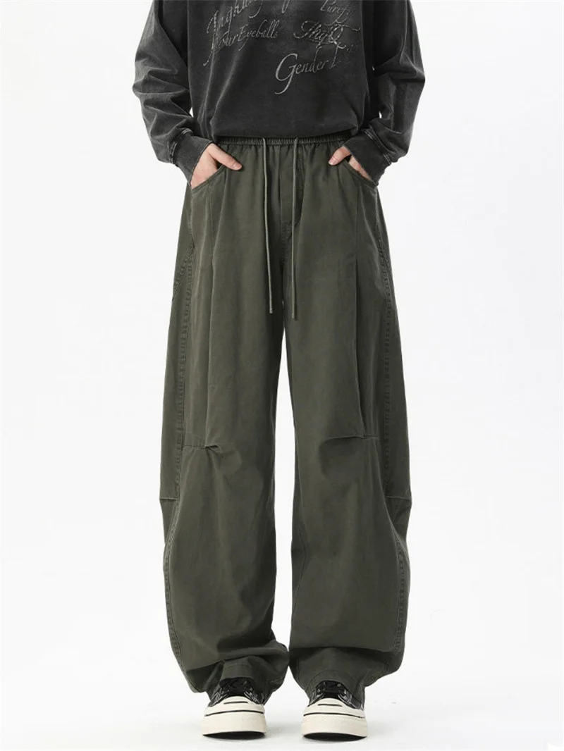 

Loose Straight Leg Men's Work Pants American Retro Sle Student Casual Umbrella Soldier Trousers Cotton Faion Urban Sle