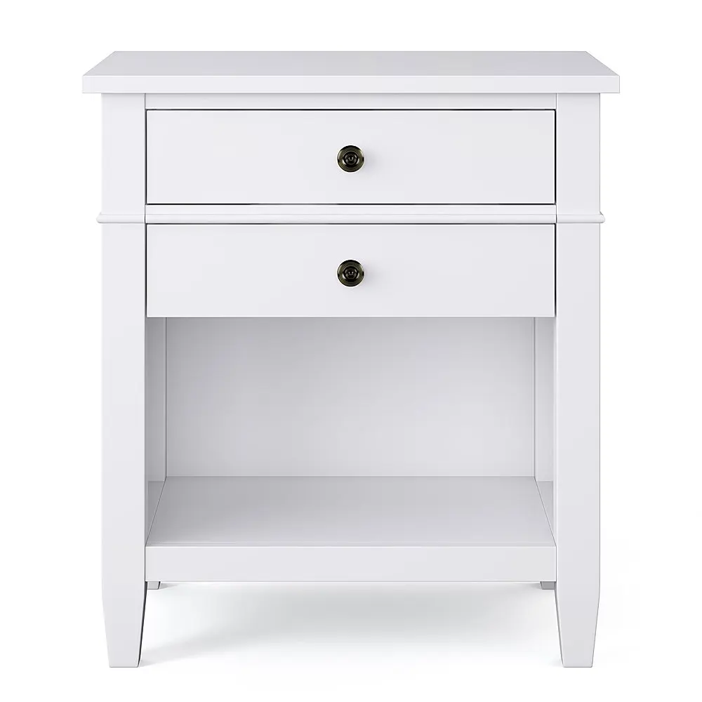 Carlton SOLID WOOD 24 inch Wide Transitional Bedside Nightstand Table in - White