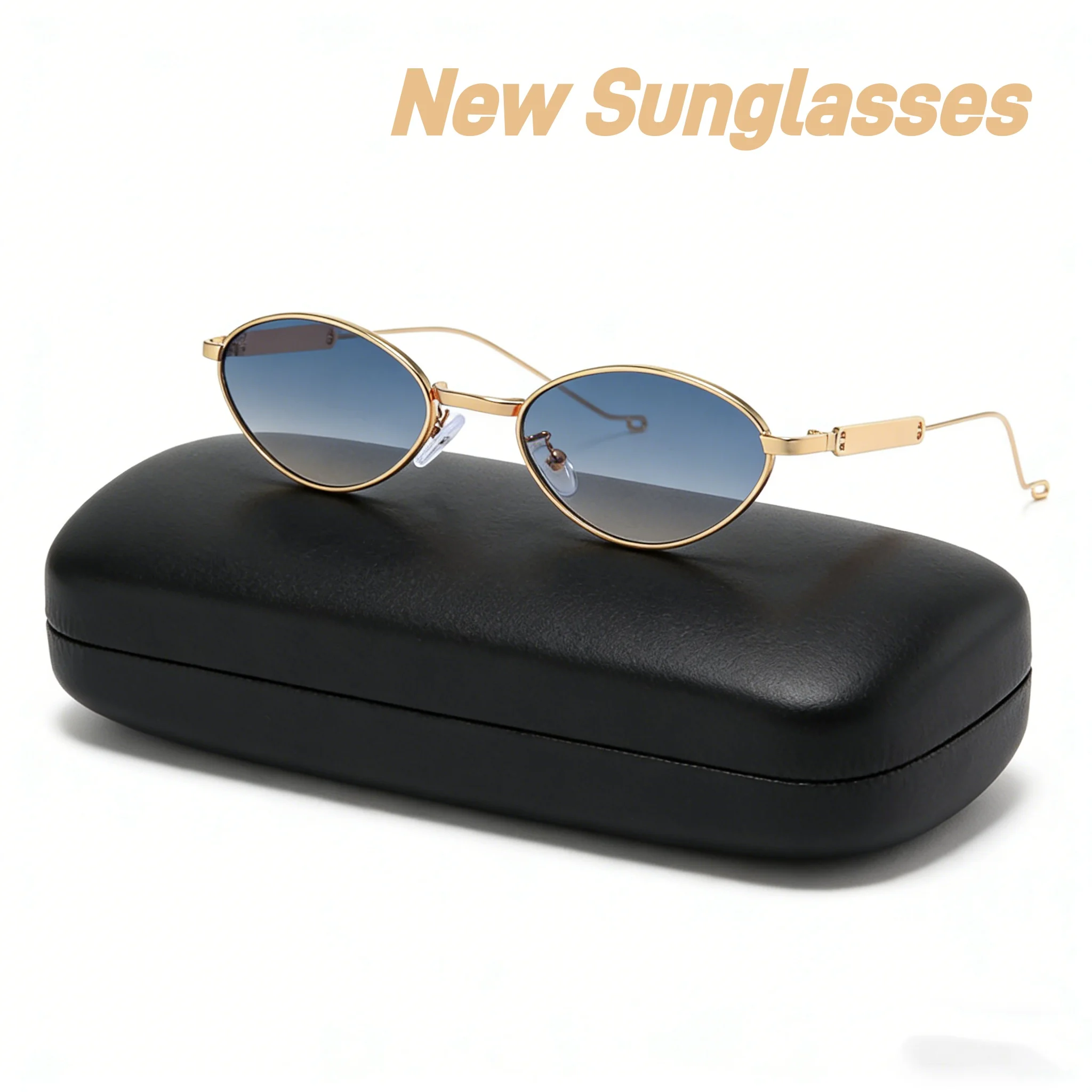 

New Vintage Oval Frame Sunglasses Women Luxury Metal Frame Sunscreen Eyeglasses Fashion Outdoor UV400 Sunglasses Men's Goggles