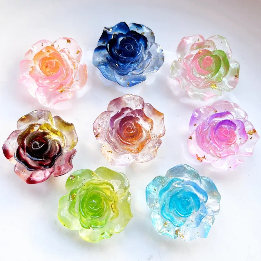 New 35mm crystal gold Leaf luminous rose Flat back resin scrapbook DIY jewelry craft decorative accessories 2pcs/lot