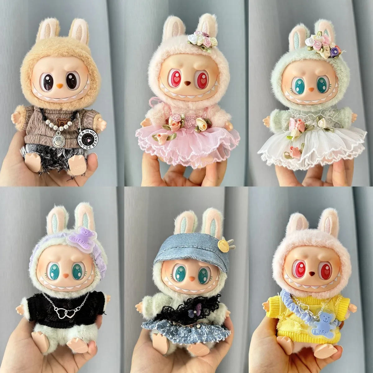 Nette Labubu II Mini Plüsch Puppe Kleidung Korea Kpop Exo Idol Puppen Overall Sitzen Party Kleidung Röcke Zubehör DIY Geschenke