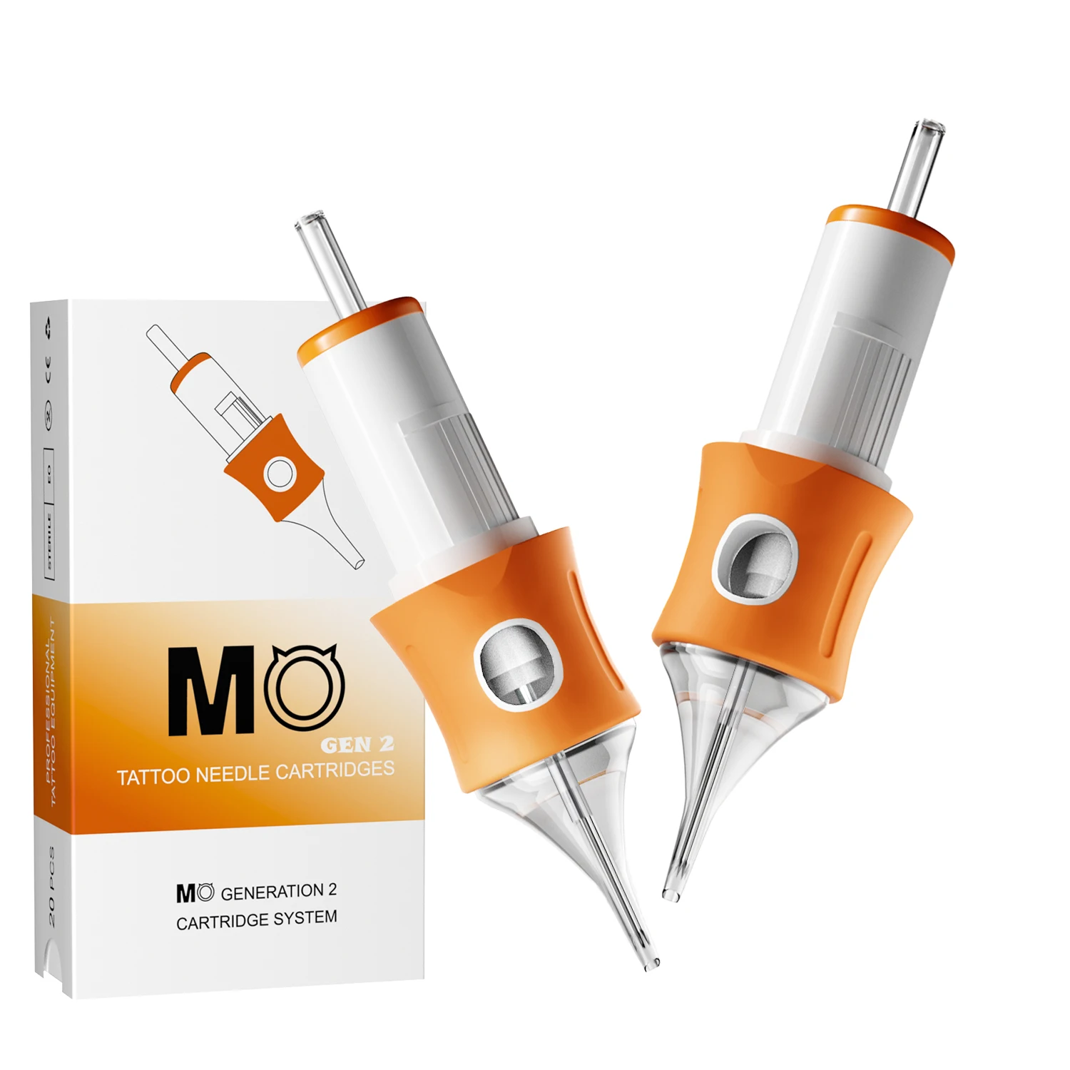 

20 шт., профессиональные иглы, картриджи для татуировки, поколение MO, два круглых шейдера, одноразовые стерилизованные безопасные иглы для татуировок