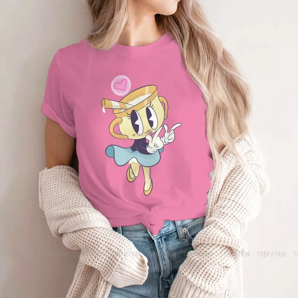 Camiseta de baile de la Sra. Cáliz para mujer, camisetas básicas de Cuphead Ms cáliz Game para niñas, 5XL Camisetas básicas, Camiseta de cuello redondo para mujer, regalo Hipster divertido