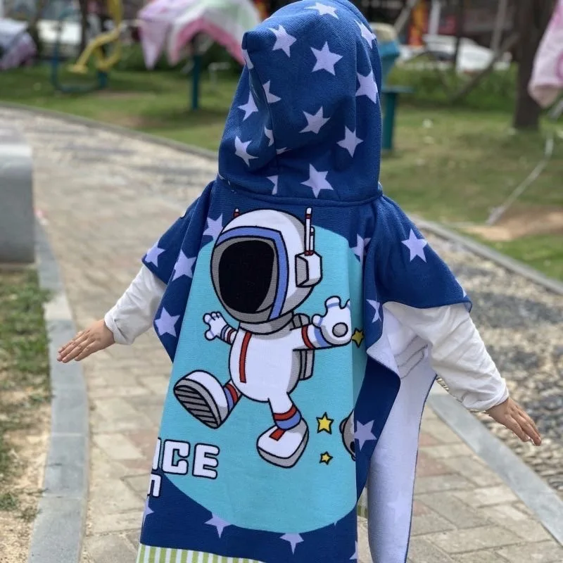 Cartoon Animals Blanket Cartoon Child Kid Hooded Cloak Infant Bathrob Baby Bath Towel Robe Cotton Boy Girl Beach Robe Astronaut