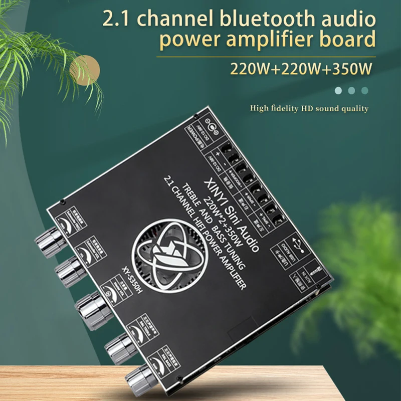 2*220W+350W TPA3251 Power Amplifier Board 2.1 Ch Class D USB Sound Card Subwoofer Theater Audio Stereo Equalizer Amp