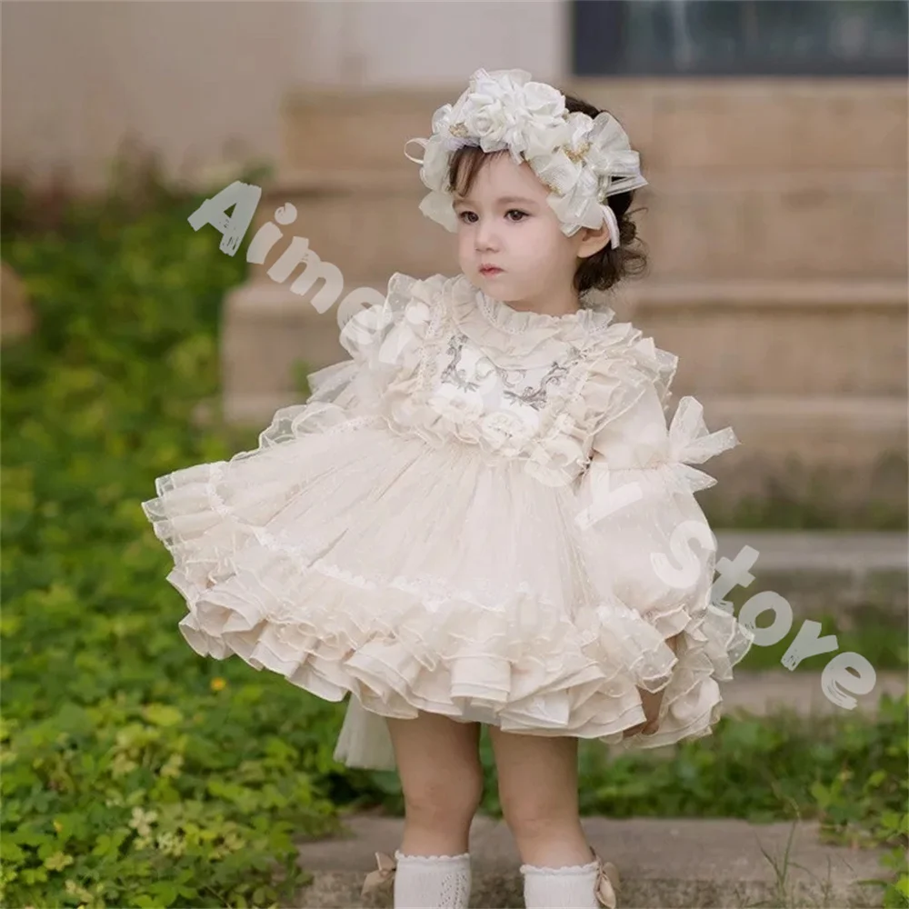 

Baby Girl Princess Tutu Dress Long Sleeve Child Spanish Vintage Vestido Lolita Party Birthday Pageant Costume Baby Clothes 1-10Y