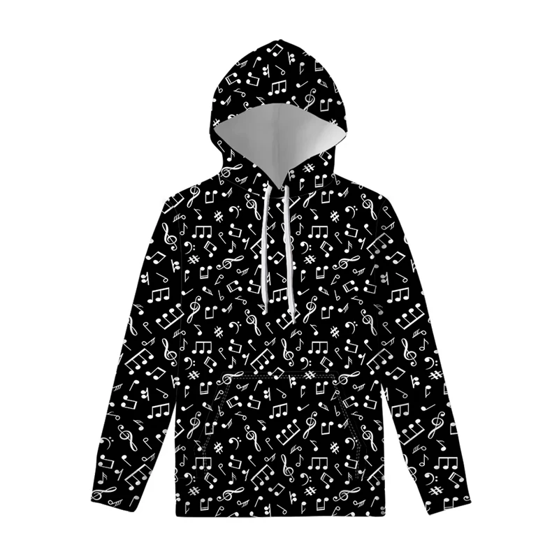 Hoodies 3d Printed Music Notes Hooded Sweatshirts Men Women Street Oversized Hoodie Long Sleeve Boys Running Tracksuit Coat 2024