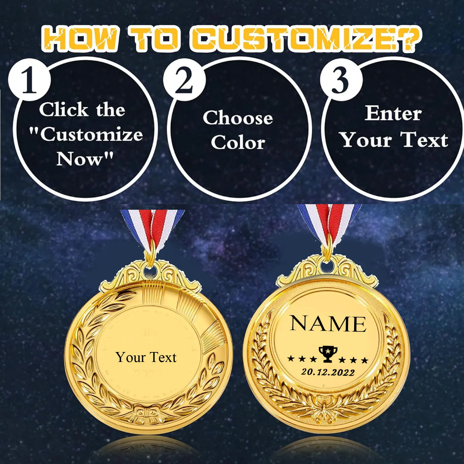 Customization Medals Neck Ribbons, Awards Sports, Winner Participation Custom Medals Awards Make