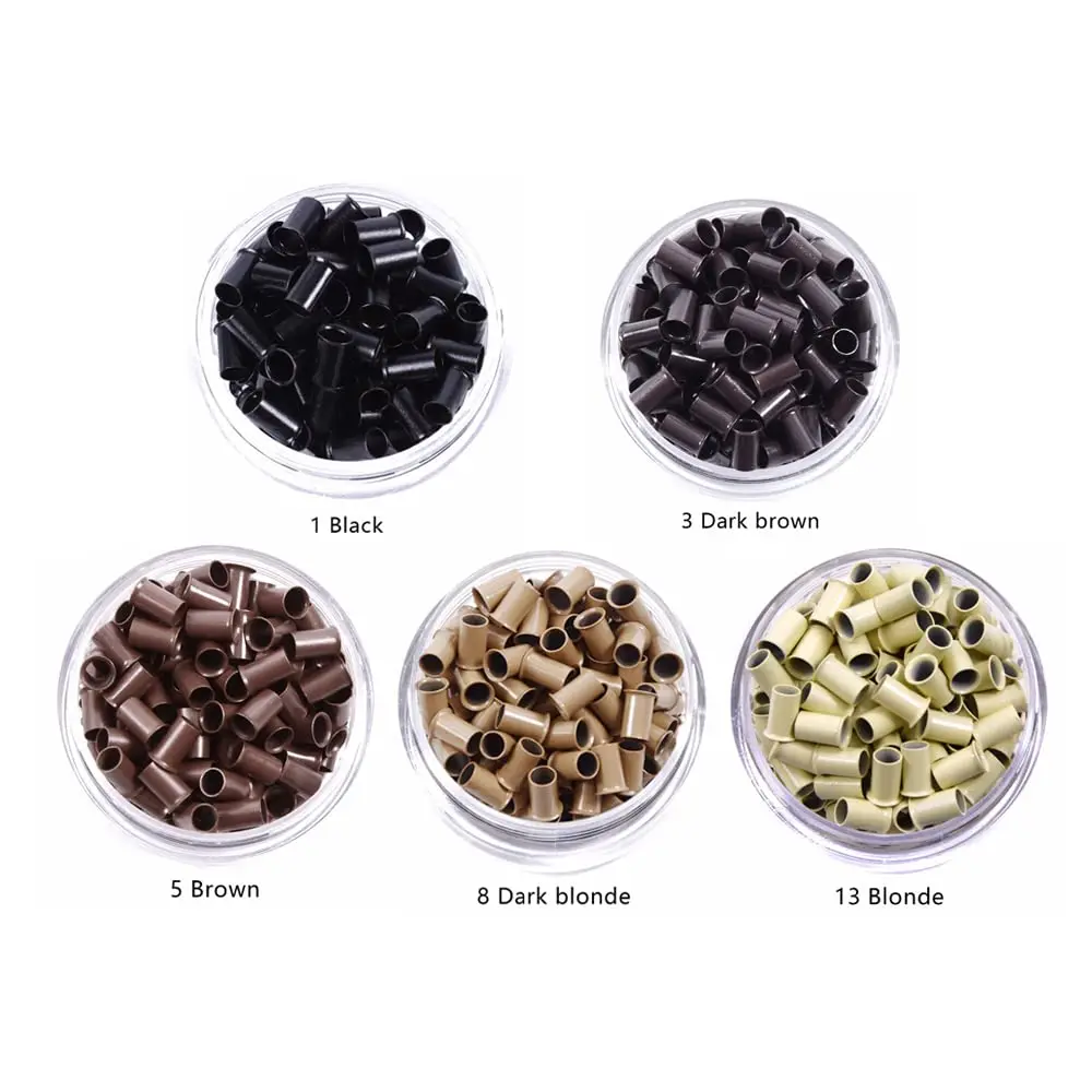 1kg Hair Extensions 3.4mm Tubes Copper Hair Ring Beads Euro Lock Flared Micro Beads Rings