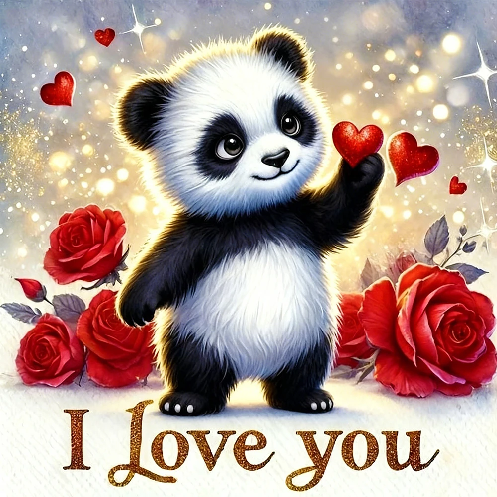 

EverShine DIY 5D Diamond Embroidery Panda Full Drill Diamond Art Painting Kit Rose Flower Mosaic Animal Valentine's Day Gift