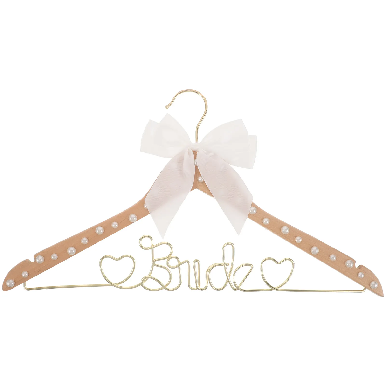 

Деревянная вешалка для свадебного платья с элегантной жемчужной лентой и бантом – сувенир для свадебной церемонии, фотосессий, подарок на девичник, для подготовки к свадьбе