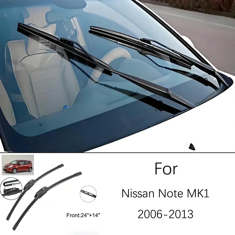 For Nissan Note MK1 2006-2013 2007 2008 2009 2010 2011 Windshield Wiper 24 14 Inches Rubber Front Wiper Blade Accessories