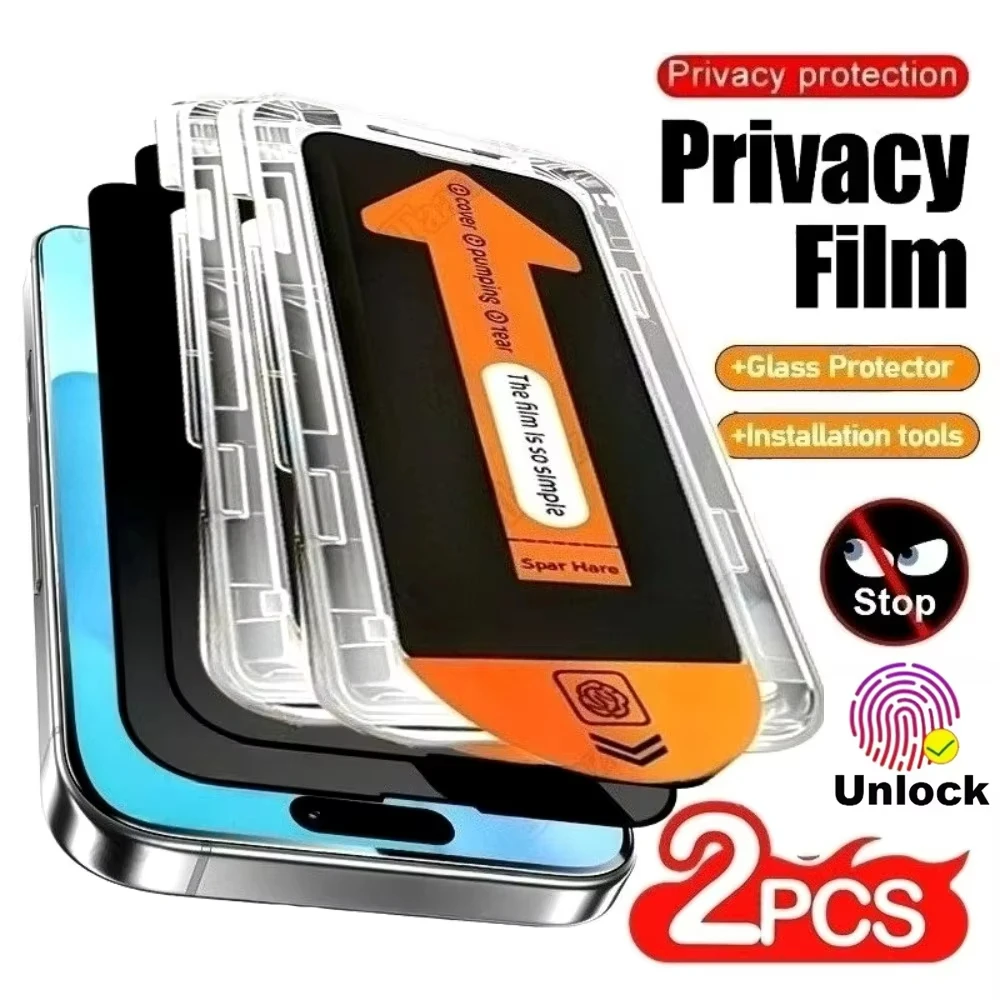 2/1Pcs Privacy Screen Protectors Tempered Glass For Samsung A56 A55 A36 A35 A26 A24 A17 A16 A15 A13 A12 Fingerprint Unlock Glass