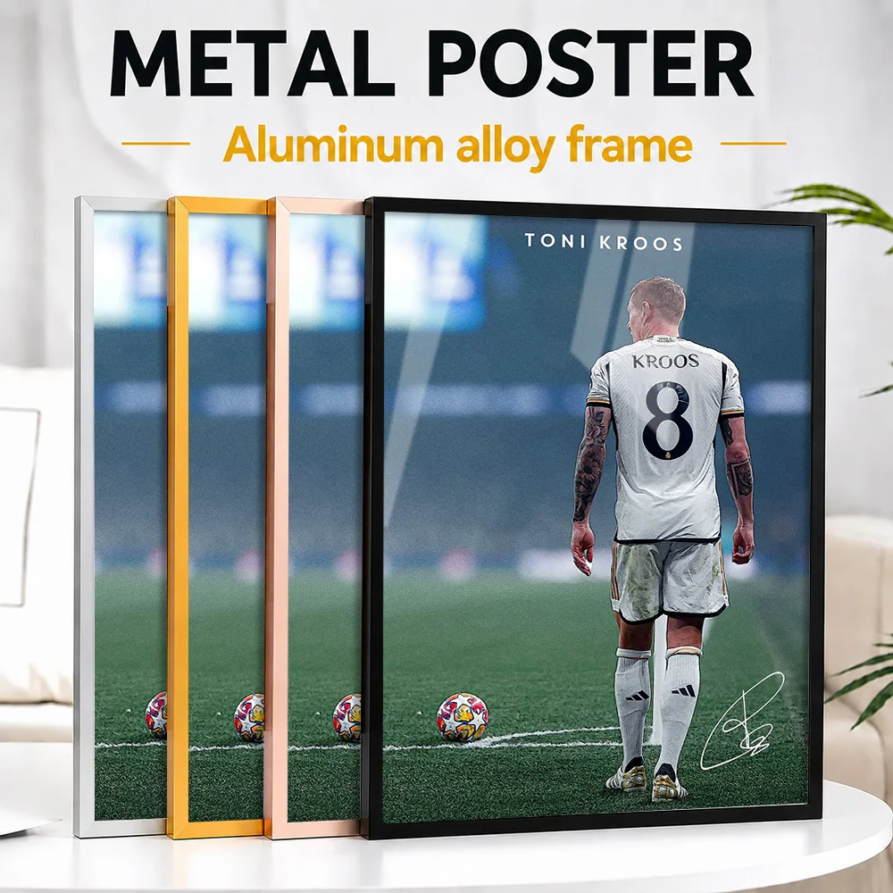 Toni Kroos Number Eight Back View Framed Metal Print Personalized Photographic Wall Art For Sports Lounge, Football Fan Gift