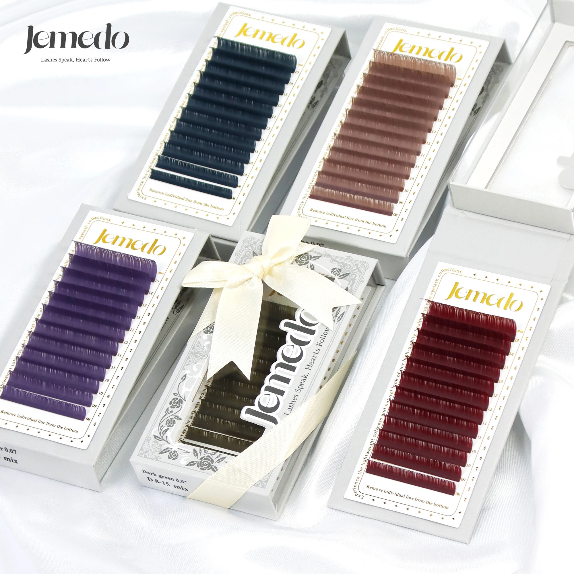 JEMEDO Bunte Einzelwimpern Morandi Braun Farbige Wimpernverlängerungen Mix 8-15mm Falsche Nerzwimpern für Make-up Großhandel