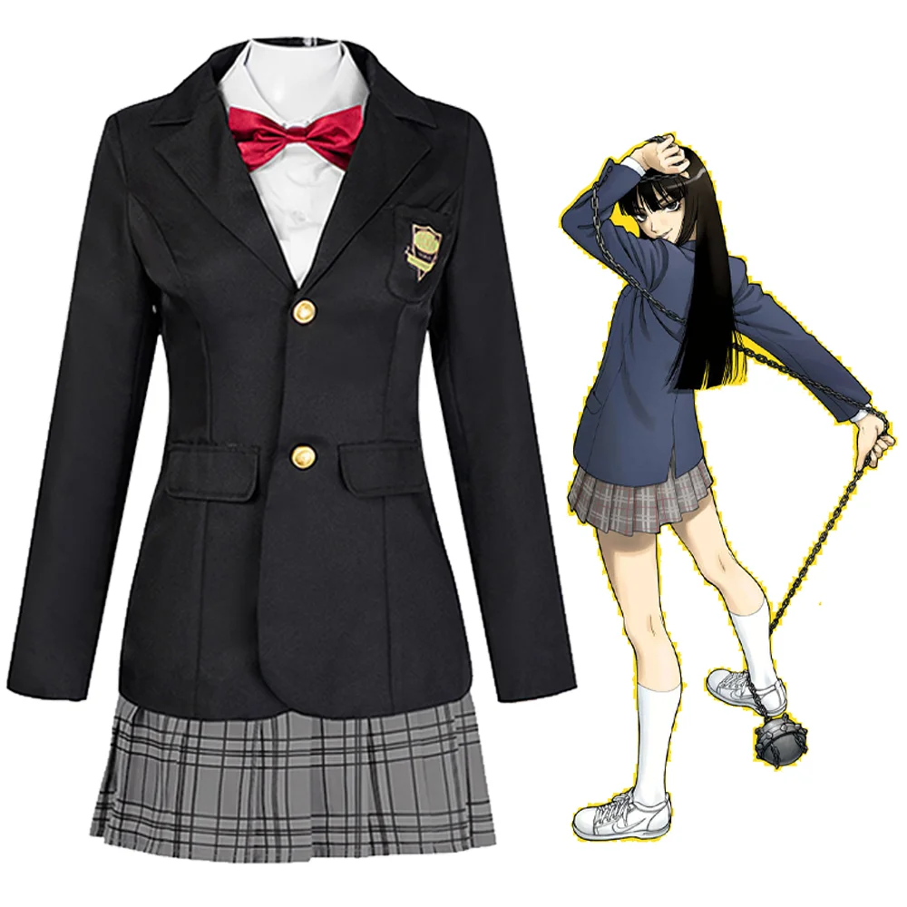 

Gogo Yubari Cosplay Costume Adult Women Classic Black Blazer Plaid Skirt Kill Movie Bill JK Uniform Halloween Carnival Disguise