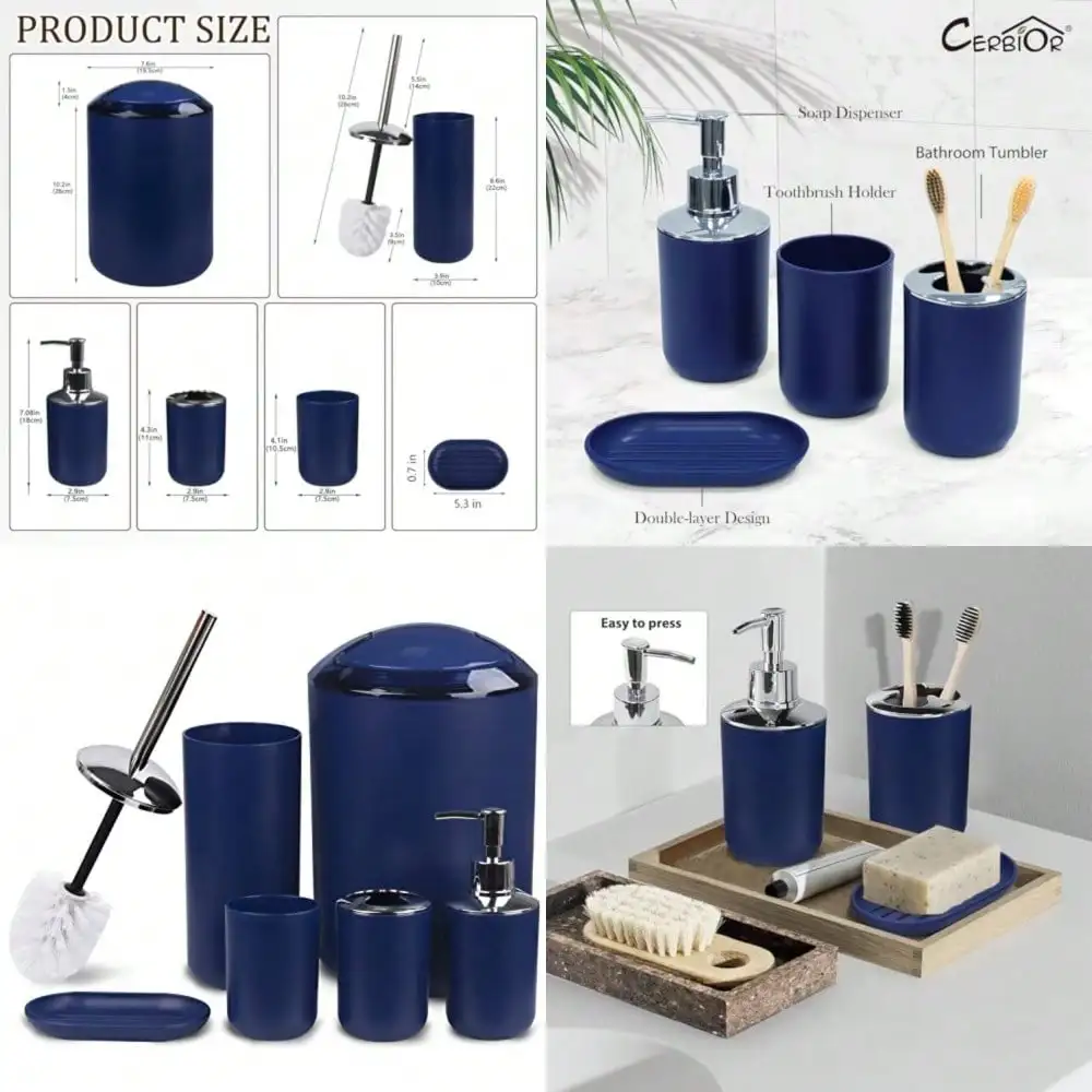 

Bathroom Accessories Set 6 Piece With Soap Dispenser Toothbrush Holder Toothbrush Cup Soap Dish For Decorative Counte
