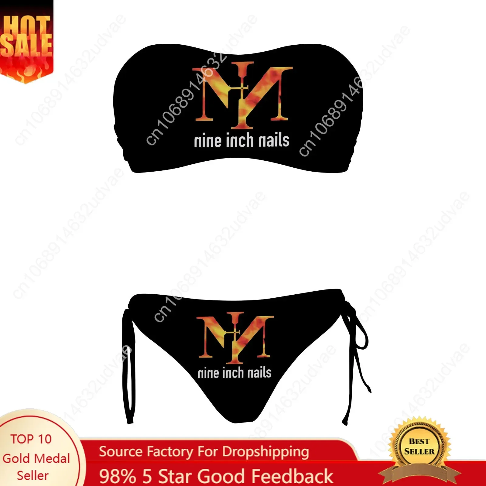 Nine Inch Nails Swimsuit Womens Drawstring Two Piece Set Bathing Suits Personalized Swimwear Pool Party Bikini Custom Beachwear