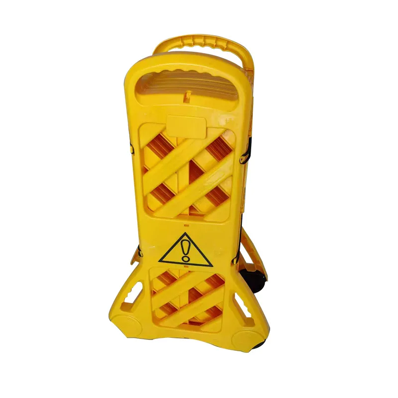 Expandable Plastic Mobile Safety Fence Portable Barricade Plastic Barrier With Mobile Wheel Printed Words