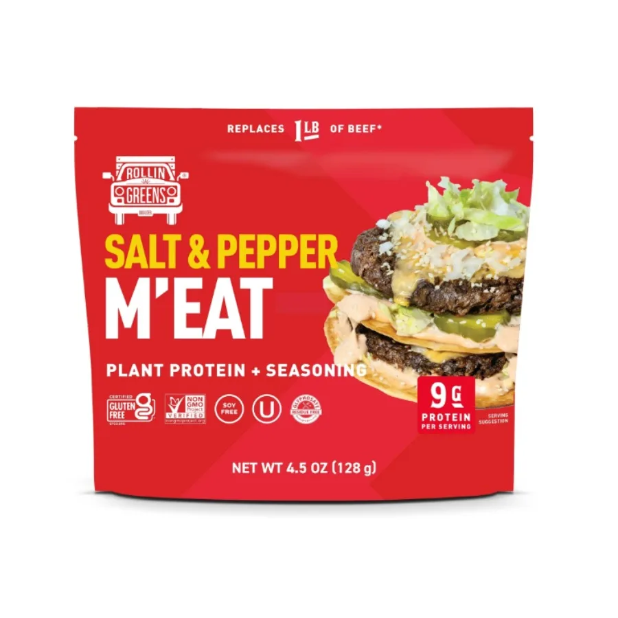 

Rollingreens Plant-Based Ground Salt and Pepper Me'eat 4.5 oz Pouch 1 Count