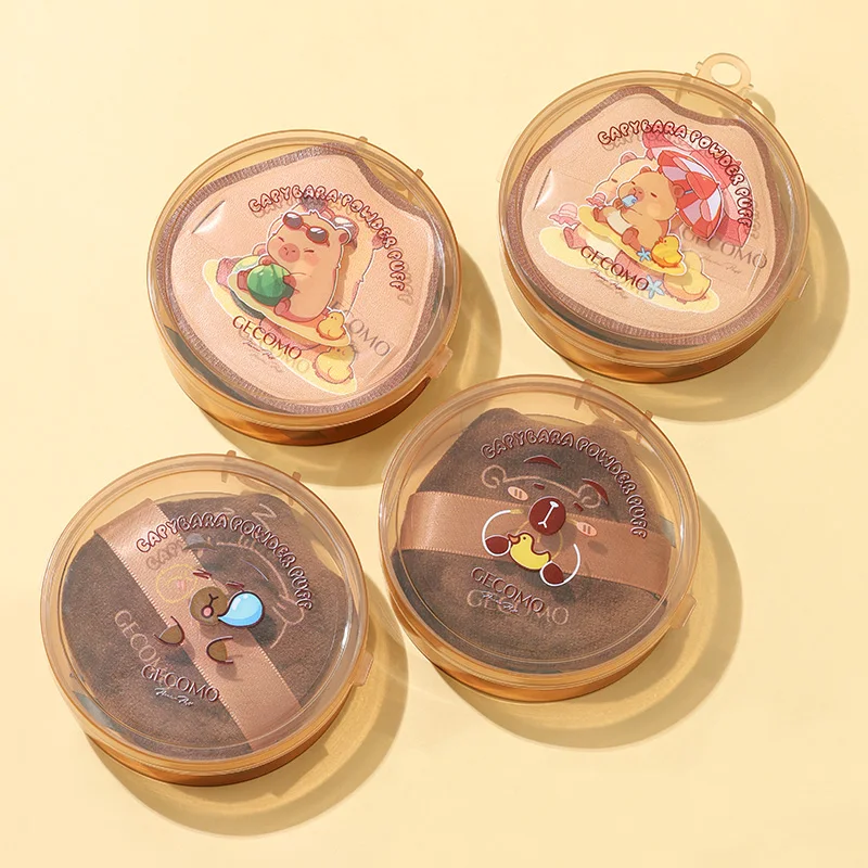Esponja de maquillaje para polvo suave Capybara, húmeda y seca, sin absorción de polvo, con caja para un fácil almacenamiento