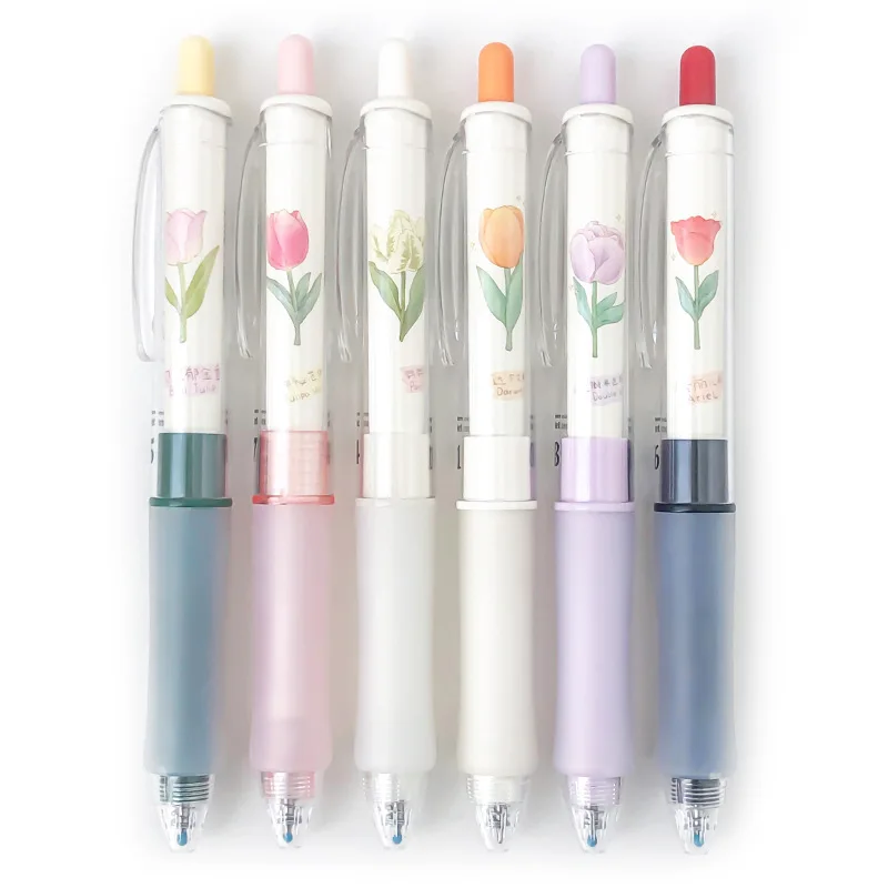 6Pcs/Pack Cute tulip flower Gel Pen for School Writing Cute illustration Neutral Pen Office Supplies kids Stationery gift