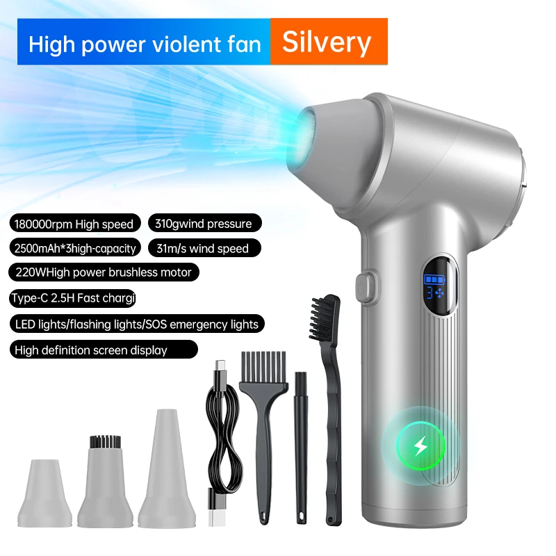 

480000 RPM Powerful Air Blower Turbo Jet Fan Brushless Motor High-Speed Turbo Violent Fan USB Rechargeable Electric Dust Blower