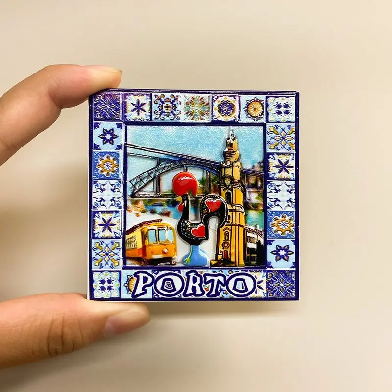 

Portugal Refrigerator Sticker Tile Rooster Blue and White Personalized Creative Magnet Travel Souvenir Collection