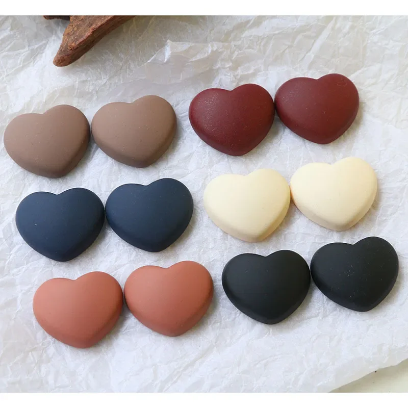 5pcs Korean version retro solid color peach heart flatback cabochon diy resin cool wind earrings headwear hair accessories