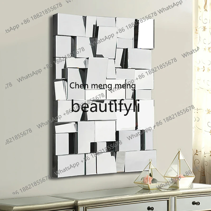 Geometric Decoration Shelf Aromatherapy Cafe Checkered Mirror Decorative Mirror Soft Decoration  R