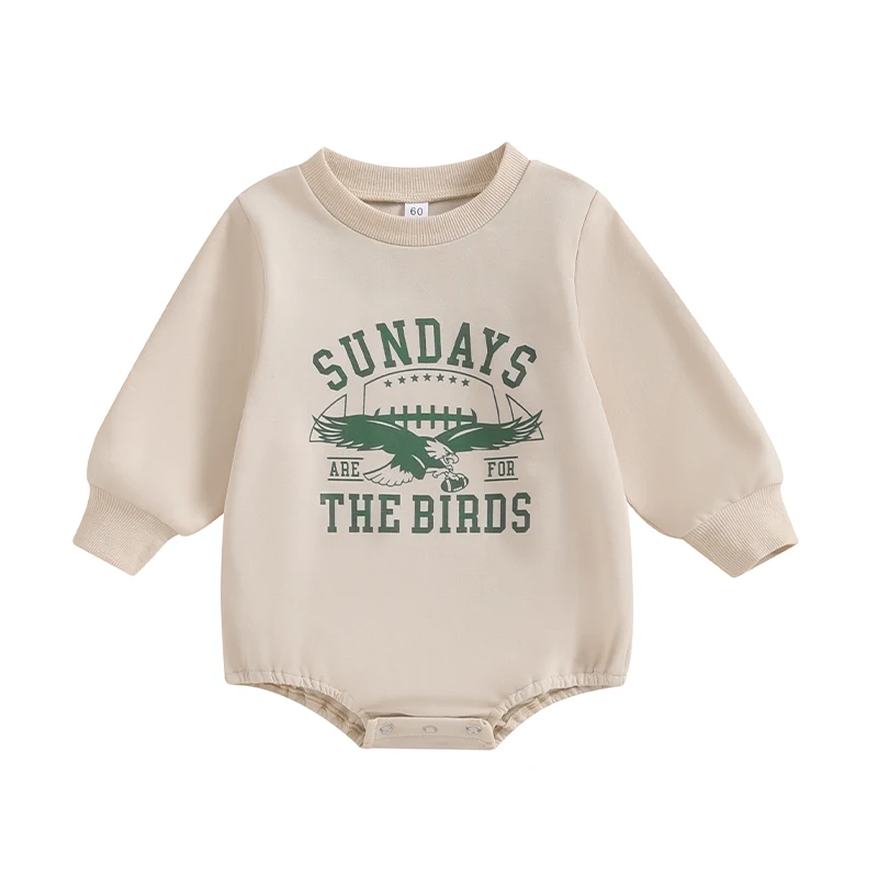 

Infant Baby Fall Sweatshirt Jumpsuit Letter Animal Print Round Neck Long Sleeve Bubble Romper Toddler Clothes