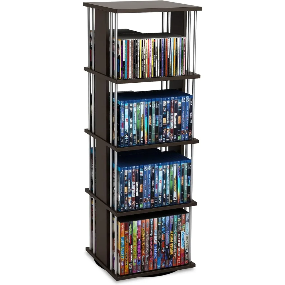 Typhoon Media Storage Spinner,Engineered Wood,Space-Saving 360-Degree Rotation, Organize & Protect Prized Collections, Espresso