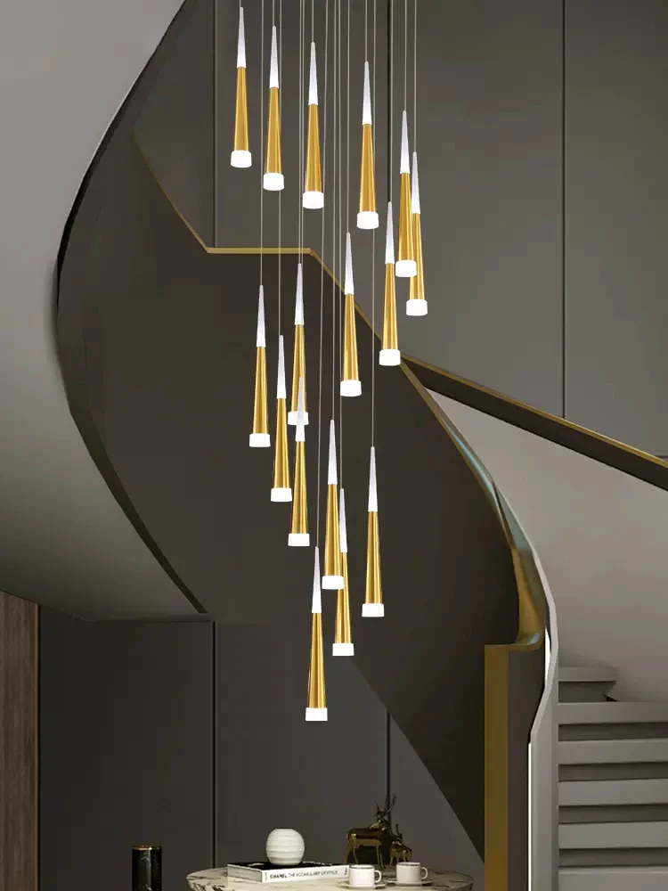 

Modern Simple and Luxury Duplex Building Pendant Light Rotating Loft Apartment Villa Living Room Rotating Elevated Building Ladd