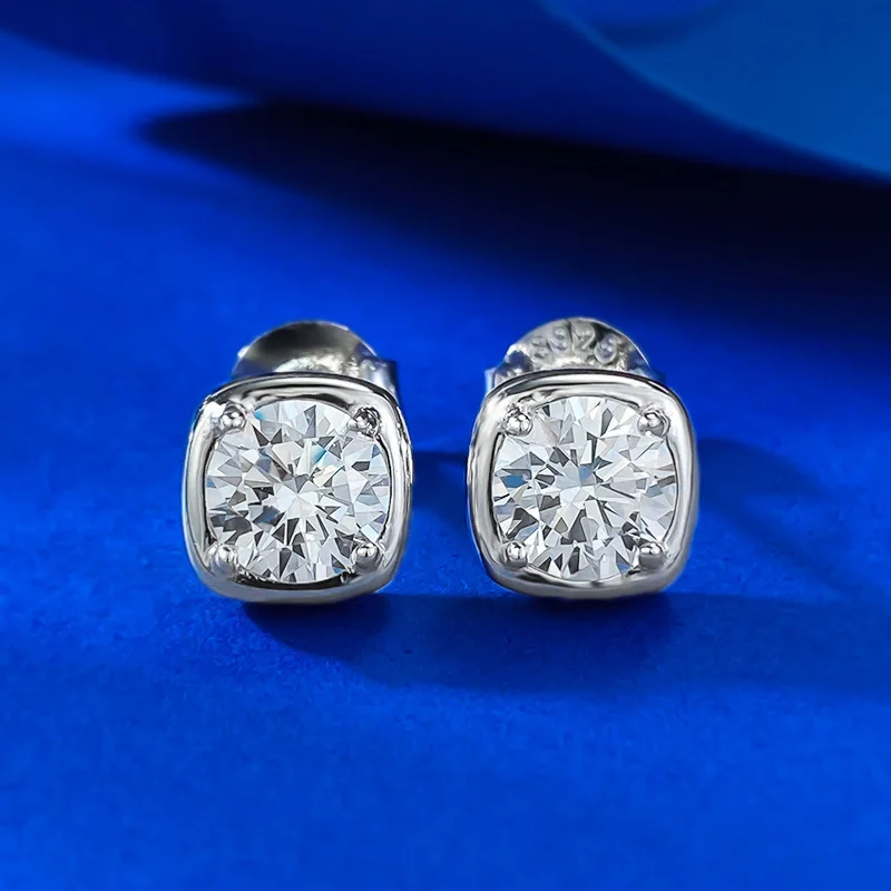 

European and American Cross-border New Product S925 Silver Inlaid 6.0mm Circular Simulation Diamond Earrings, Fashionable