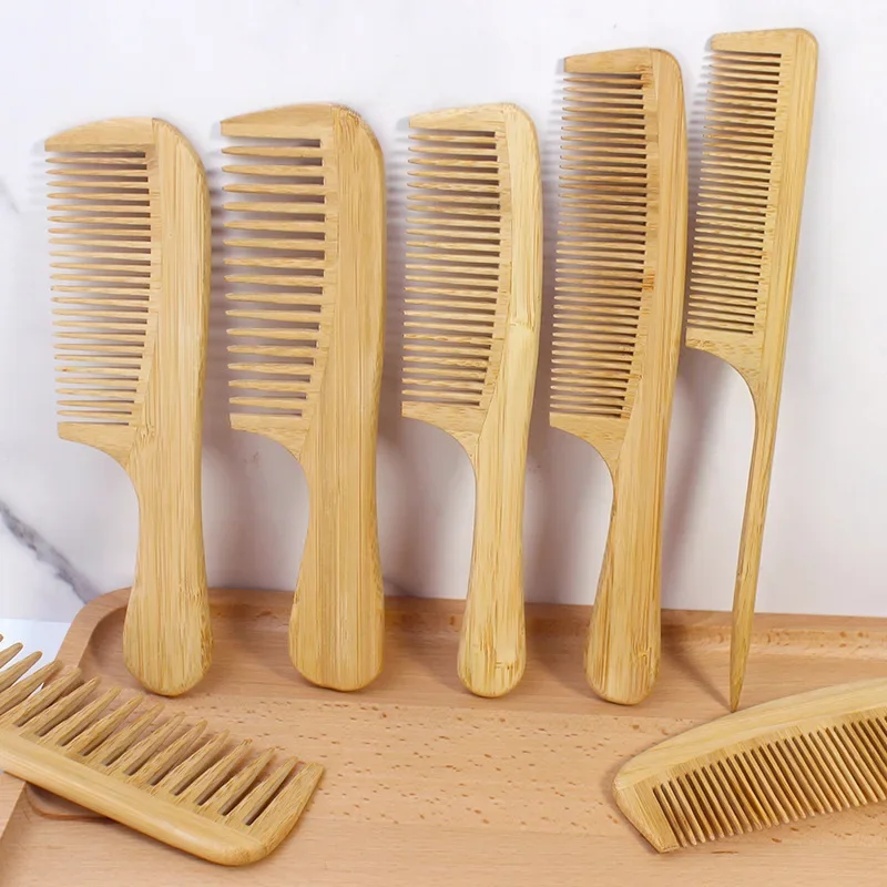 Bamboo wide toothed comb hair removal comb anti-static curly hair suitable for use in home salons，Special for real hair wigs