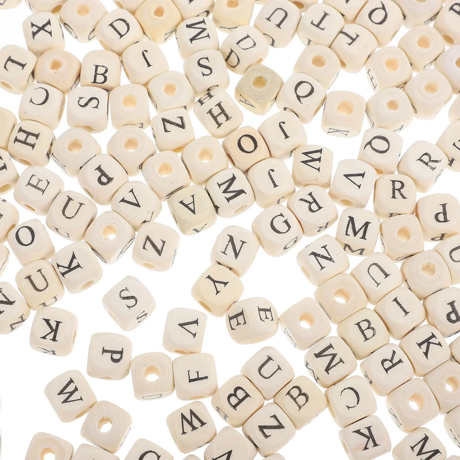 260pcs Alphabet Beads Letters 10 Pieces Each 10x10mm Square Wooden DIY Craft Bracelet Making Multi Use Jewelry