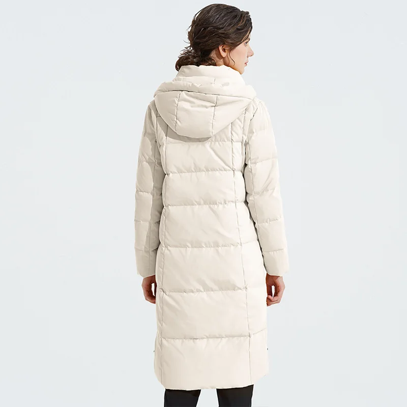 Orolay Thickened Down Jacket Women Hood Mid-Length Winter Coat Warm Windproof Puffer Jacket